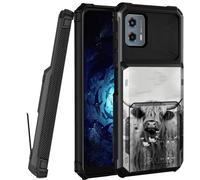 for Motorola Moto G 5G 2023 Case, 4-Card Credit Card Holder ID Slot Dual Layer Shockproof Soft Silicone Shell Case for Moto G 5G 2023,Highland Cow Ox Cattle