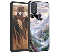 for Motorola Moto G Power 2022 Case, Tempered Glass Back + Soft Silicone TPU Shockproof Anti-Scratch Protective Phone Case for Moto G Power 2022,Eagles in The Sky