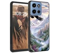 for Motorola Moto G Power 2025/Moto G Play 2025 Case,Tempered Glass Back + Soft Silicone TPU Shockproof Anti-Scratch Protective Case for Moto G Power 2025/G Play 2025,Eagles in The Sky