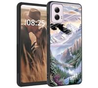for Motorola Moto G Power 5G 2024 Case, Tempered Glass Back + Soft Silicone TPU Shockproof Anti-Scratch Protective Phone Case for Moto G Power 5G 2024 Case,Eagles in The Sky