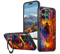 for Motorola Moto G Power 5G 2025 6.8 Inch Case with 360° Rotatable Ring Stand, Wireless Charging Compatible, Military Grade Rugged Shockproof Heavy Duty Protective Case, Death Skeleton Underworld