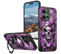 for Motorola Moto G Power 5G 2025 6.8 Inch Case with 360° Rotatable Ring Stand, Wireless Charging Compatible, Military Grade Rugged Shockproof Heavy Duty Protective Case, Skull Purple Dragon