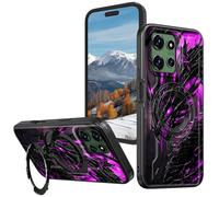 for Motorola Moto G Power 5G 2025 6.8 Inch Case with 360° Rotatable Ring Stand, Wireless Charging Compatible, Military Grade Rugged Shockproof Heavy Duty Protective Case, Purple Black Dragon