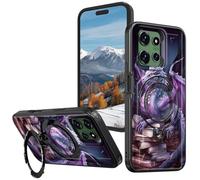 for Motorola Moto G Power 5G 2025 6.8 Inch Case with 360° Rotatable Ring Stand, Wireless Charging Compatible, Military Grade Rugged Shockproof Heavy Duty Protective Case, Purple Dragon Books