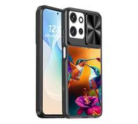for Motorola Moto G Power 5G 2025 Case with Slide Camera Cover,Military Grade Shockproof Bumper Protective Phone Case,Rugged Cover for Moto G Power 2025,Hummingbirds and Flowers