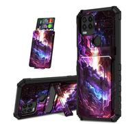 for Motorola Moto G Stylus 5G 2021 Phone Case, Black Shock-Absorbing TPU with Kickstand Detachable IDs Credit Card Slot Wallet Case for Stylus 5G 2021 6.8",Cosmic Starry Sky