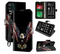 for Motorola Moto G Stylus 5G 2021 Wallet Case with RFID Blocking, 4 Card Holders, Kickstand, Wrist Strap - Magnetic PU Leather Flip Protective Cover for Women Men， Bald Eagle with Spread Wings