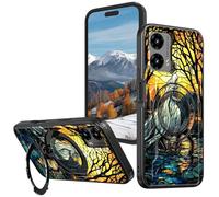 for Motorola Moto G Stylus 5G 2024 6.7 Inch Case with 360°Rotatable Ring Stand, Wireless Charging Compatible, Military Grade Rugged Shockproof Heavy Duty Protective Case, Stained Glass Rider