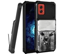 for Motorola Moto G Stylus-5G-2024 Case, 4-Card Credit Card Holder ID Slot Dual Layer Shockproof Soft Silicone Shell Case for Moto G Stylus 5G 2024,Highland Cow Ox Cattle