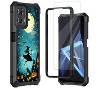 for Motorola Moto G Stylus 5G 2024 Case,with Tempered Glass Screen Protector, Durable PC and TPU Bumper Raised Corner Edge Case for Moto G Stylus 5G 2024,Full Moon and Bats