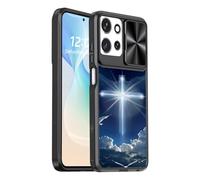 for Motorola Moto G Stylus 5G 2025 Case with Slide Camera Cover,Military Grade Shockproof Bumper Protective Phone Case,Rugged Cover for Moto G Stylus 2025,White Bird White Glowing Cross