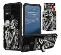 for Motorola Moto G Stylus 5G Phone Case(2021) Wallet with Card Holder & Kickstand Dual Layer Hybrid Cover Black Human Skeletons Pattern Heavy-Duty Case for Moto G Stylus 5G 2021