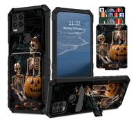 for Motorola Moto G Stylus 5G Phone Case(2021) Wallet with Card Holder & Kickstand Dual Layer Hybrid Cover Halloween Skull Human Skeleton Pattern Heavy-Duty Protective Case for Moto G Stylus 5G 2021