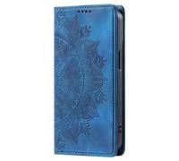 for Motorola Moto G14 Case, Embossed Mandala Shock-Absorption PU Leather Notebook Phone Cases with Kickstand Card Holders Shockproof Flip Protective Cover for Motorola Moto G14 blue
