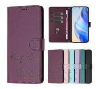 for Motorola Moto G55 Case, Shockproof PU Leather Flip Wallet Phone Cases Embossed Smile Protective Cover with Card Holders Magnetic Closure Kickstand for Motorola Moto G55 Purple