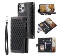 for Motorola Moto G55 Wallet Case with Card Holder Slots Zipper Handbag Case Shockproof Flip PU Leather Magnetic Closure Kickstand with Wrist Strap Folio Case for Motorola Moto G55 black