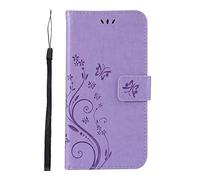 For Motorola Moto G84 Case - Motorola Moto G84 Shockproof Phone Case Embossed Butterfly with Card Slots Magnetic Closure Kickstand Full Protection Premium Leather Flip Wallet Phone Cover Light purple