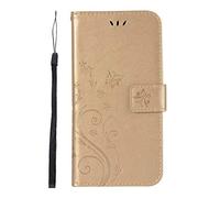 For Motorola Moto G84 Case - Motorola Moto G84 Shockproof Phone Case Embossed Butterfly with Card Slots Magnetic Closure Kickstand Full Protection Premium Leather Flip Wallet Phone Cover Gold