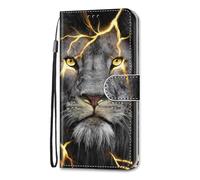 for Motorola Moto G85 Case, 3D Shockproof Premium PU Leather Flip Wallet Cover with Magnetic Stand Card Holder Money Pouch Folio TPU Bumper Protective Phone Case for Motorola Moto G85 Cool Lion