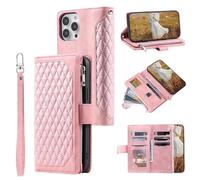 for Motorola MOTO G85 Wallet Case with Card Holder Slots Zipper Handbag Case Shockproof Flip PU Leather Magnetic Closure Kickstand with Wrist Strap Folio Case for Motorola MOTO G85 pink