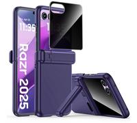 for Motorola Moto Razr 2025 Case with Kickstand, [Privacy Screen Protector & Hinge Protection] Slim Matte PC Full Body Shockproof Rugged Durable Protective Cover for Razr 2025 (Blue)