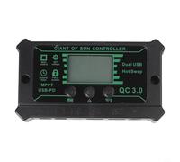 for MPPT Solar Charge Controller with Dual USB Port and DC Output, LCD Display for Lead-Acid Gel Li-ion Battery, Smart SOC Protection for Home RV Camping Off-Grid System(60A)