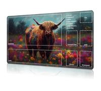 for MTG Card Playmat with Zone,Game Play Mat for MTG TCG 24 x 14 inches,Non-Slip Play Mat for Commander Board RPG CCG Game TCG Other Card Games/Mouse Pad-Art Highland Cow