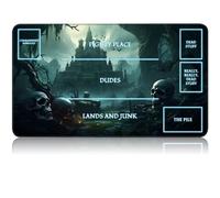 for MTG Game Playmat, for Magic TCG Rubber Play mat,Tabletop Card Playmats with Smooth Surface,Trading Card Inked Game Mat with White Zones,Battle Game,Skull Castle