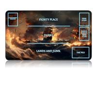 for MTG Game Playmat, for Magic TCG Rubber Play mat,Tabletop Card Playmats with Smooth Surface,Trading Card Inked Game Mat with White Zones,Battle Game,Pirate Ship