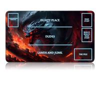 for MTG Game Playmat, for Magic TCG Rubber Play mat,Tabletop Card Playmats with Smooth Surface,Trading Card Inked Game Mat with White Zones,Battle Game,Fire Dragon