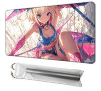 for MTG Playmat 24 x 14 Inches with Storage Bag, Magic The Gathering Playmat with Non-Slip Rubber Base, TCG Card Game Mat for MTG, Commander, Lorcana, Anime Girl