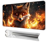 for MTG Playmat 24 x 14 Inches with Storage Bag, Magic The Gathering Playmat with Non-Slip Rubber Base, TCG Card Game Mat for MTG, Commander, Lorcana, Fiery Fox Portrait