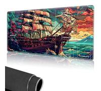 for MTG Playmat,Card Playmat Stitched with Magic Zone for MTG Card Game Playing,(24x14 in) Card Playmats Smooth Cloth Surface Non-Slip Silicone Bottom Battle Game Mat-Pirate Ship