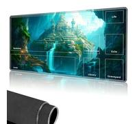 for MTG Playmat,Card Playmat Stitched with Magic Zone for MTG Card Game Playing, 24x14 inches Card Playmats Smooth Cloth Surface Non-Slip Silicone Bottom Battle Game Mat-Beautiful Fantasy Castle