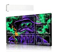 for MTG Playmat Size 27.56x15.75in with Storage Bags Portable for TCG and Board Game Mat for Cards Rubber Base Slip-Resistant Mousepad Desk Mat,Purple Mystic Wizard with Zone