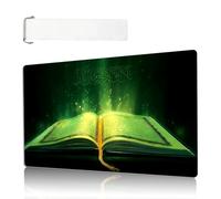for MTG Playmat Size 27.56x15.89in with Storage Bags Portable for TCG and Board Game Mat for Cards Rubber Base Slip-Resistant Mousepad Desk Mat,Green Magic Book