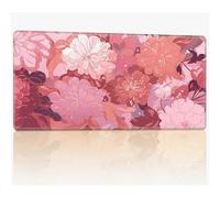 for MTG Playmat with Stitched Edges, 24 x 14 inches Stitched TCG Card Play Mat Commander Board Game Mats Smooth Rubber Surface Battle Game Desk Mat, Pink Peony