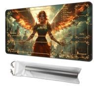 for MTG Playmat with Zones 24 x 14 Inches, Magic The Gathering Playmat with Storage Bag, Non-Slip Rubber Base TCG Playmat for MTG, Commander, Lorcana, Winged Angel in Ruins