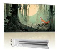 for MTG Playmats with Storage Bag, TCG Playmat MTG Game Mat with Stitched Edges, 24" x 14" Commander Board Battle Game Card Playmat, Smooth Surface Desk Mat for Card Games, Fox Froest