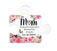 for Mum Acrylic Block Puzzle Shaped, Exquisite from Daughter Son, Mum Birthday Gifts Touching Sayings Engraved Desk Decor, 3.94x3.35inch
