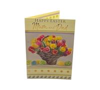 For Mum And Dad Bucket of Flowers And Eggs Design Easter Card