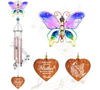 for Mum, Butterfly Wind Chimes, Birthday Presents for Mummy, Thoughtful Gifts for Mama, Birthday Surprises from Daughter or Son, Outdoor Butterfly Garden Decorations