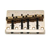 For Musi-clily Pro 57mm (2-1/4 Inch) String Spacing Hardtail Brass Saddles Zinc Alloy Plate 4-String Bass Bridge(Gold)