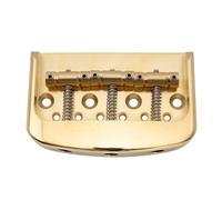 For Musi-clily Ultra Half Size String-through-body Vintage for Tele Guitar Bridge With Solid Aluminum Alloy Plate And Brass 3-Saddle(Gold)