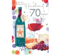 For My Amazing Husband 70 70th Today Red Wine Happy Birthday Card Lovely Verse