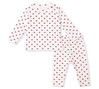 For My Baby Girls Sweatshirt & Footless Bottom Set Heart Print - Ecru Printed