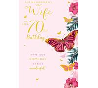 For My Wonderful Wife 70 70th Today Butterfly Happy Birthday Card Lovely Verse