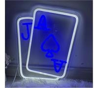 For neon lights for wall decor For neon Lamp for Playing for Cards for Sign for Powered Adjustable Brightness 20cmx38cm(B)