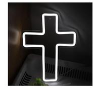 For neon Sign White Jesus for cross Shape Powered Light