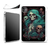 for New iPad Pro 11 inch 2024 5th Generation (M4) Case with Pencil Holder, Soft Lightweight Military-Grade Corners Shockproof Clear Case for iPad Pro 11" 2024, Sugar Skull Dead Girl